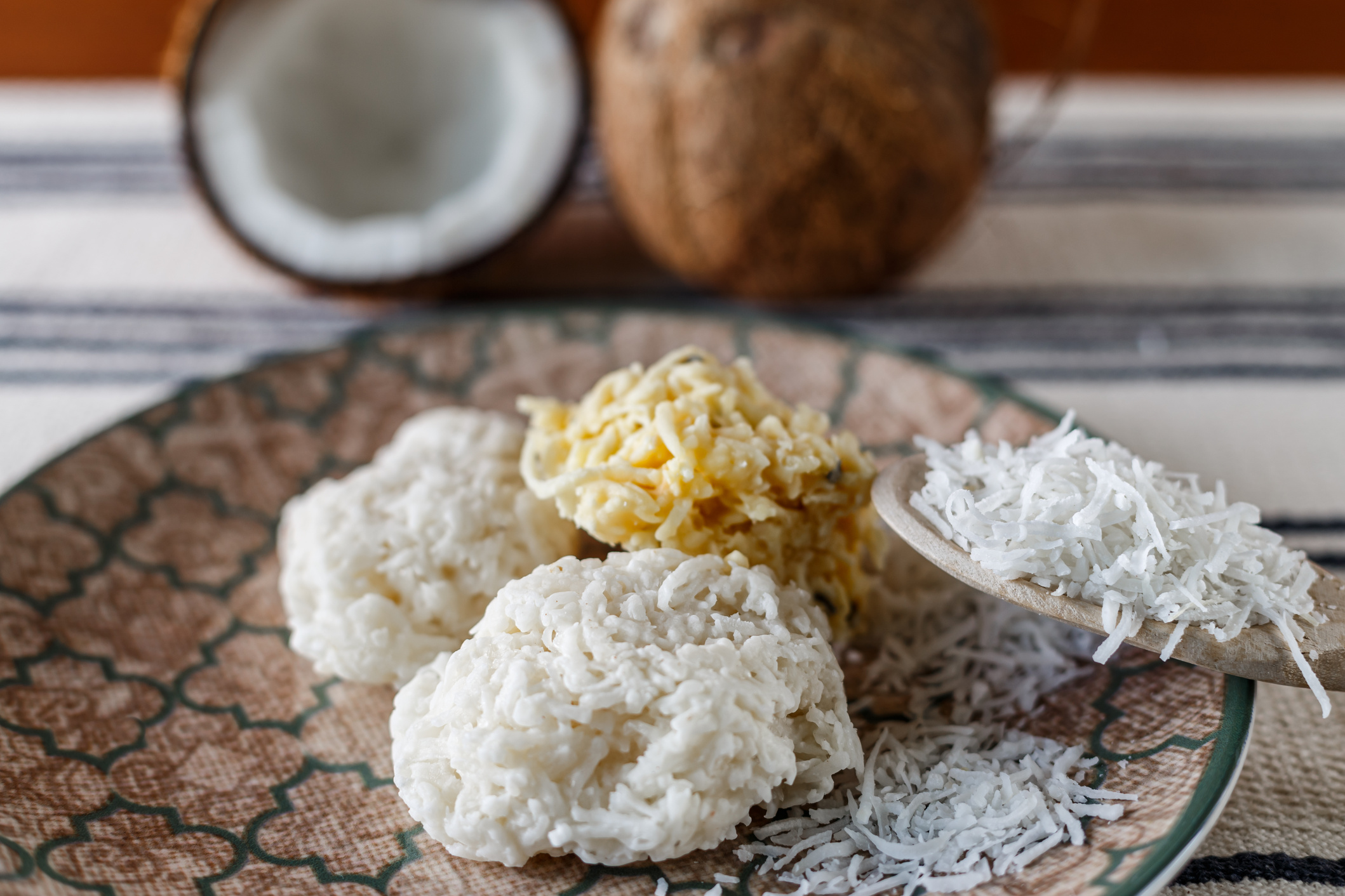 Cocada, coconut candy. Traditional Brazilian coconut sweet.